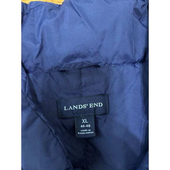 Lands' End Mens Down Puffer Vest Sz XL 46-46 Navy Blue Insulated Snap Button - Picture 4 of 7